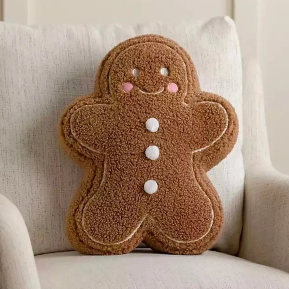Viral Tik Tok Gingerbread Pillow Plush Pink Cheeks‎ Christmas Decor Large NEW!